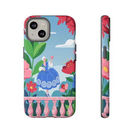 🌺🪭 The Lady Of The Grand Flower Terrace Phone Case – Art Deco Garden Elegance