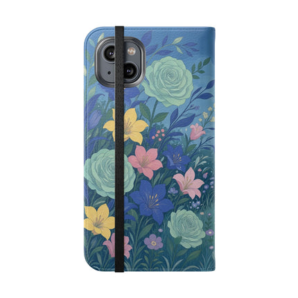 🌸💙 The Lovers In The Enchanted Garden Flip Case – Art Deco Floral Romance