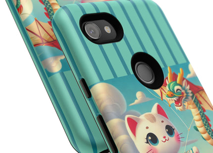Geisha Kitten and the Dragon Kite Phone Cases
