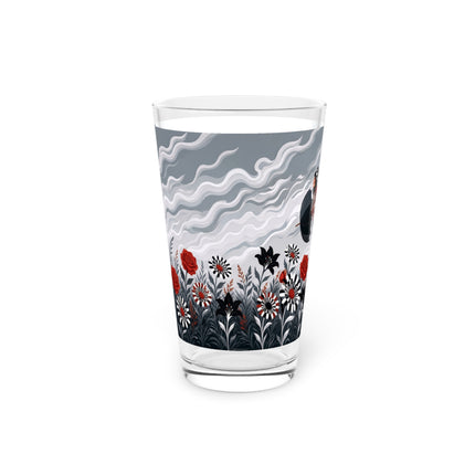 🌧️🌺 The Stormy Flower Walk Pint Glass – Art Deco Floral Fashion