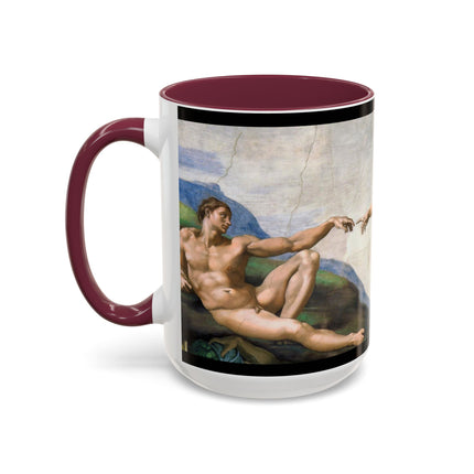 The Creation of Adam by Michelangelo Buonarroti Colorful Mugs (11oz, 15oz)