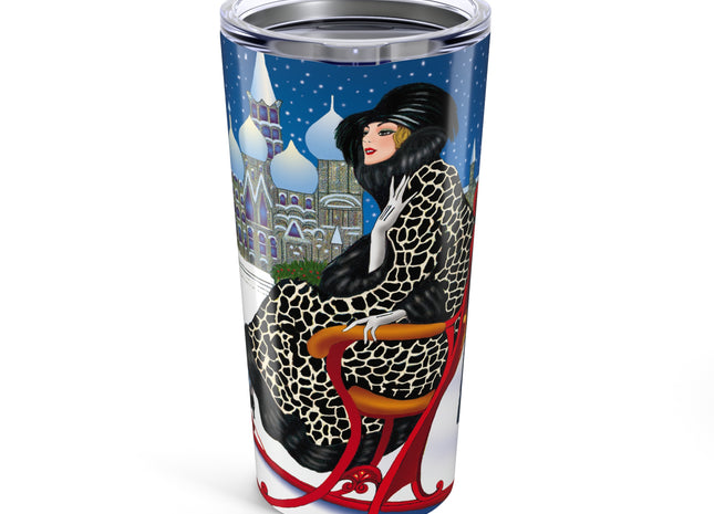 Elegant Winter Woman in Sleigh Tumbler 20oz