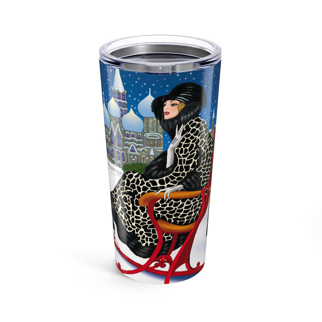Elegant Winter Woman in Sleigh Tumbler 20oz