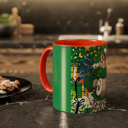 🍀🎄 The Emerald Holly Christmas Colorful Mug – Art Deco Holiday Elegance