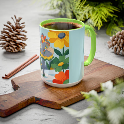 ❄️🌼 The Winter Flower Wanderer Colorful Mug – Colorful Art Deco Snow Fantasy