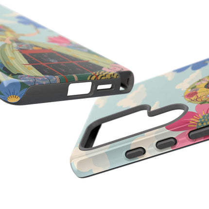 🌸🪞 The Floral Parasol Reflection Phone Case – Art Deco Garden Fantasy