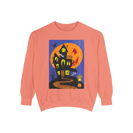 Halloween Night at the Haunted House Unisex Garment-Dyed Sweatshirt