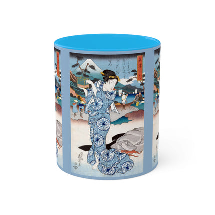 Japanese woman woodblock print by Keisai Eisen Colorful Mugs, 11oz