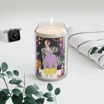 🎁✨ The Lavender Christmas Masquerade Scented Soy Candle – Art Deco Holiday Fantasy