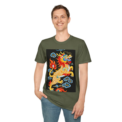 🐅🔥 The Golden Fire Tiger Softstyle T-Shirt – Celestial Flames & Eastern Fantasy