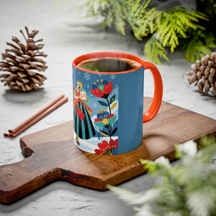 ❤️❄️ The Winter Heart Messenger Colorful Mug – Art Deco Snow Garden Fantasy