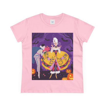 🎭🌹 The Harlequin Rose Masquerade Cotton Tee – Theatrical Halloween Romance