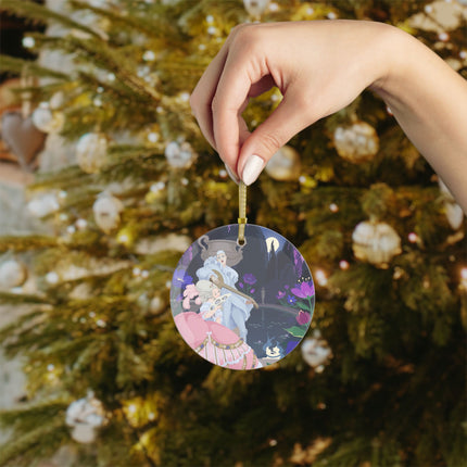 🎻🌙 The Moonlit Garden Serenade Glass Ornament – Art Deco Musical Elegance