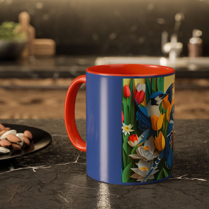 Blue Jays in a Spring Garden Colorful Mugs (11oz, 15oz)