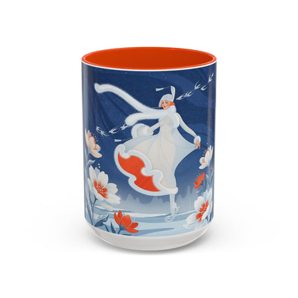 ❄️⛸️ The Winter Skater’s Flight Colorful Mug – Art Deco Floral Fantasy