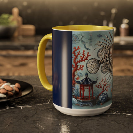 Lionfish & Lantern Colorful Mug – Mystical Ocean & Asian Harmony
