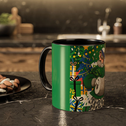 🍀🎄 The Emerald Holly Christmas Colorful Mug – Art Deco Holiday Elegance