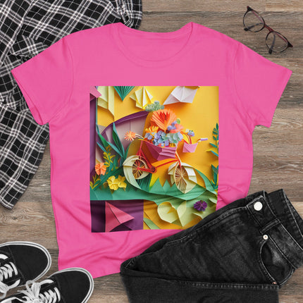 Origami Bicycle Women's Midweight Cotton Tee