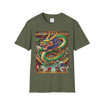 Tibetan Dragon Over Kabuki Duel Softstyle T-Shirt