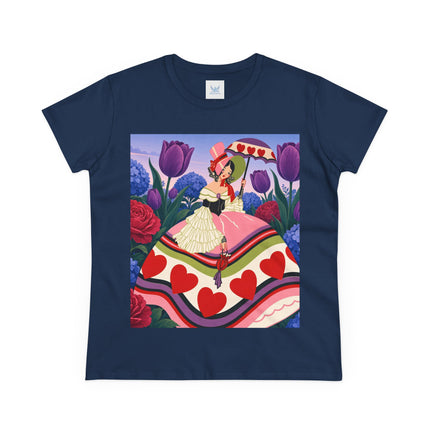 ❤️☂️ The Heart Parasol Promenade Cotton Tee – Art Deco Floral Romance