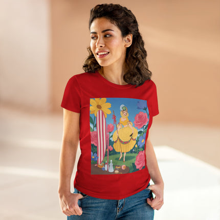 🌸🪞 The Lady Of The Flower Garden Mirror Cotton Tee – Art Deco Floral Fantasy