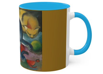 Two Cats, Blue and Yellow by Franz Marc Colorful Mugs, 11oz