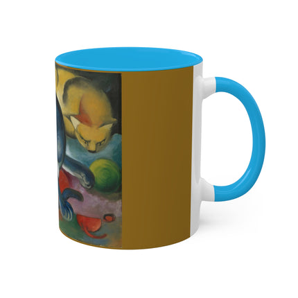 Two Cats, Blue and Yellow by Franz Marc Colorful Mugs, 11oz