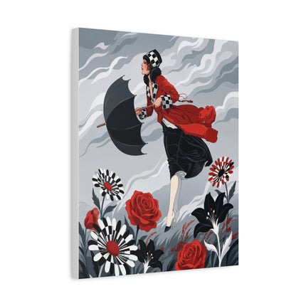 🌹☂️ The Lady In The Storm Placemat – Art Deco Floral Drama