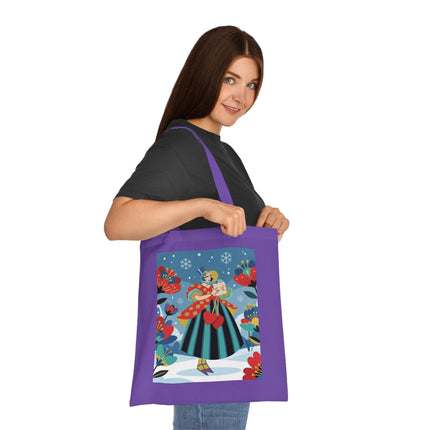 ❤️❄️ The Winter Heart Messenger Cotton Tote Bag – Art Deco Winter Enchantment