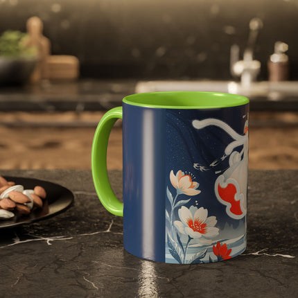 ❄️⛸️ The Winter Skater’s Flight Colorful Mug – Art Deco Floral Fantasy
