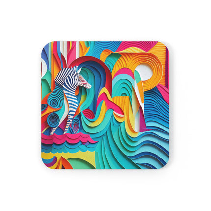 Surfing Zebra Cork Back Coaster