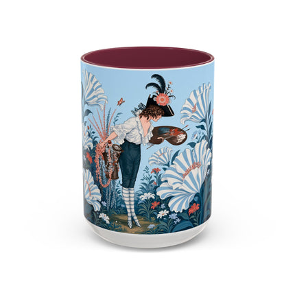 🎨💙 The Enchanted Garden Artist Colorful Mug – Art Deco Floral Whimsy