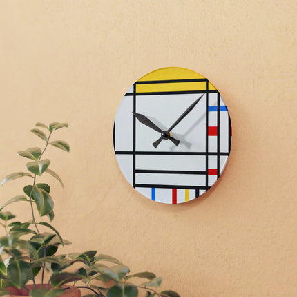Place de la Concorde by Piet Mondrian Acrylic Wall Clock, Round and Square