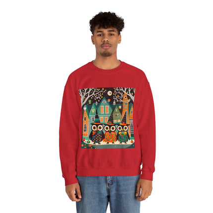 Night of the Trick-or-Treating Owlets Unisex Heavy Blend™ Crewneck Sweatshirt