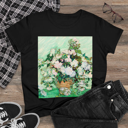 Roses by Vincent Van Gogh Women's Midweight Cotton Tee