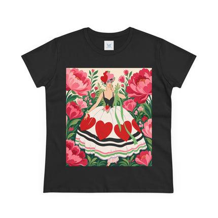 ❤️🌸 The Heart Garden Cotton Tee – Art Deco Floral Romance