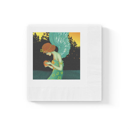 Twilight Angel White Coined Napkins