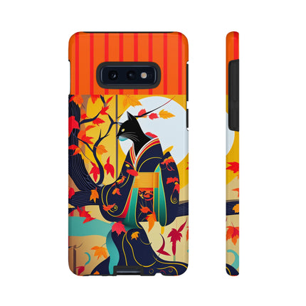 Black Cat in Kimono Phone Cases