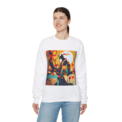Black Cat in Kimono Unisex Heavy Blend™ Crewneck Sweatshirt
