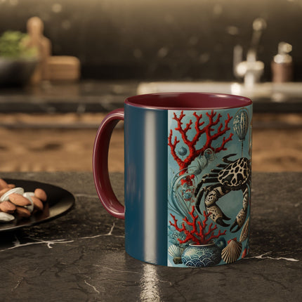 Spotted Crab & Pagoda Colorful Mug – Mystical Ocean & Asian Harmony