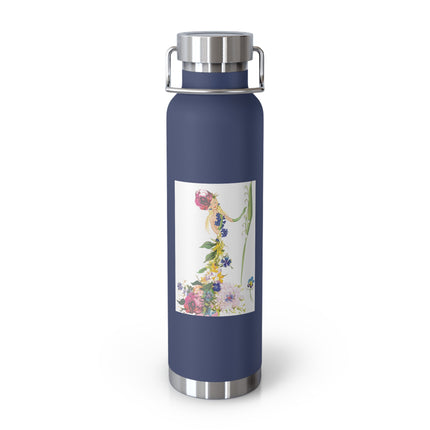 Blooming Splendor: A Floral Transformation Copper Vacuum Insulated Bottle, 22oz