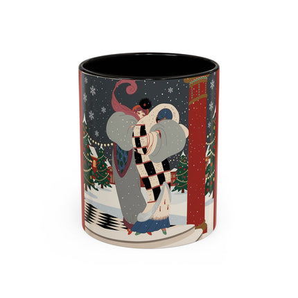 ❄️✨ The Winter Couture Promenade Colorful Mug – Art Deco Holiday Elegance