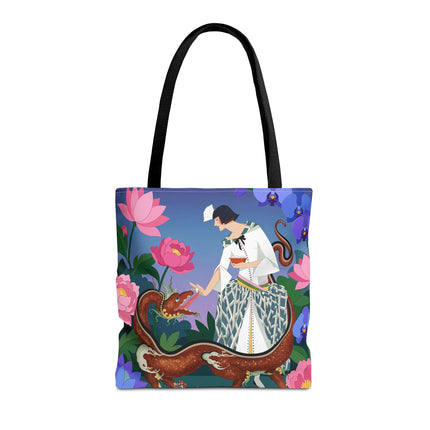 🐉🌸 The Dragon Keeper Tote Bag – Art Deco Floral Fantasy
