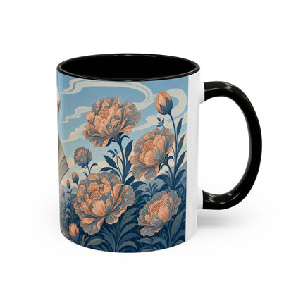 ☔🌸 The Grand Floral Journey Colorful Mug – Art Deco Travel Elegance