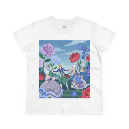🎭🌸 The Garden Masquerade Cotton Tee – Art Deco Fashion Illustration