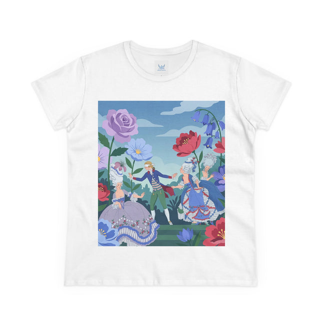 🎭🌸 The Garden Masquerade Cotton Tee – Art Deco Fashion Illustration