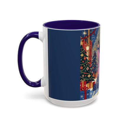🎩🎄 Christmas Eve Promenade Colorful Mug – Art Deco Holiday Elegance