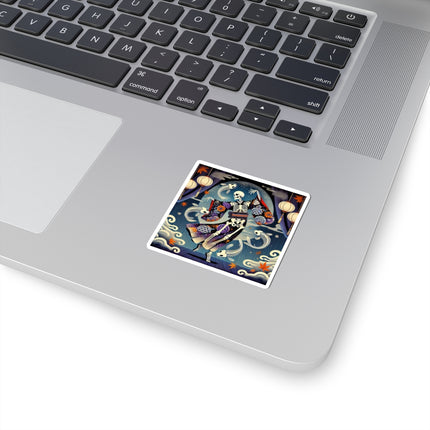 Skeleton Kabuki Performer Kiss-Cut Stickers (4 Sizes)