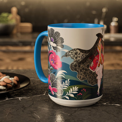 🌸🎀 The Pink Lace Garden Promenade Colorful Mug – Art Deco Fashion Elegance
