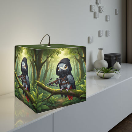 🪶🌲 The African Grey Sentinel Light Cube Lamp – Quiet Strength & Woodland Adventure